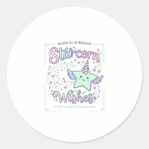 Eenhoring Starcorn Wensen Schattige Kleding Grafie Ronde Sticker