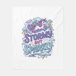 Eenhoring Stormachtig maar Glitterend Retro Stijl  Fleece Deken