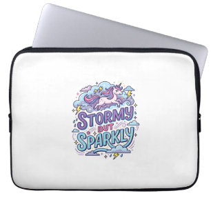 Eenhoring Stormachtig maar Glitterend Retro Stijl  Laptop Sleeve
