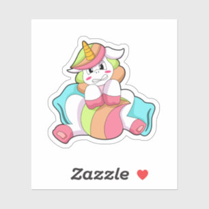 Eenhoring Verlegen met Kussen Sticker
