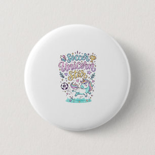 Eenhoring Voetbal Eenhoring Ster Schattig Ronde Button 5,7 Cm