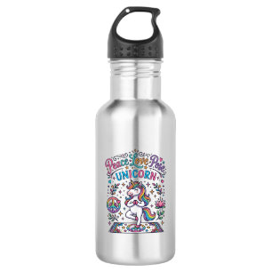 Eenhoring Vrede Liefde Pose Eenhoring Witte Achter Waterfles