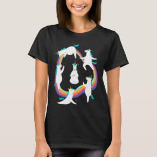 Eenhoring Yoga Zonnegroet Houden Regenboog Meme T-shirt