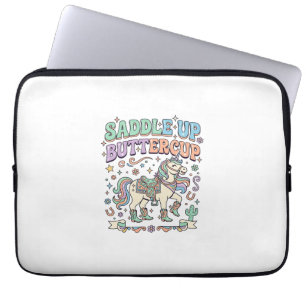 Eenhoring Zadeltje Opzadel Butterbloem Kawaii Typo Laptop Sleeve