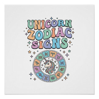Eenhoring Zodiac Tekens Kawaii Vector Design_1 Perfect Poster