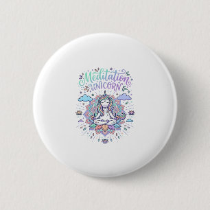 Eenhoringmeditatie Eenhorn Witte Achtergrond Vecto Ronde Button 5,7 Cm