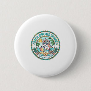 Eenhoringstrand Zomer Eenhoring POD Kant-en-klaar  Ronde Button 5,7 Cm
