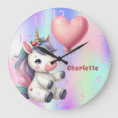 Eenhorn baby roze paars holografisch grote klok (Voorkant)