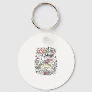 Eenhorn Bloei met Magie Premium Vector Typografie Sleutelhanger