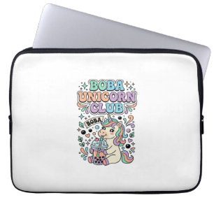 Eenhorn Boba Eenhorn Club Kawaii Typografie Ontwer Laptop Sleeve