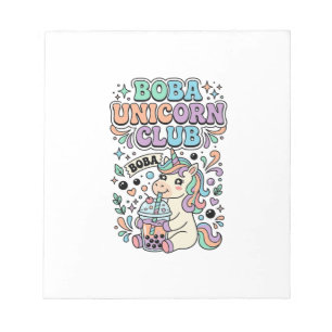 Eenhorn Boba Eenhorn Club Kawaii Typografie Ontwer Notitieblok