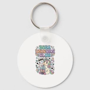 Eenhorn Boba Eenhorn Club Kawaii Typografie Ontwer Sleutelhanger