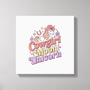 Eenhorn Cowgirl Maan Eenhorn Whimsical Merch Ontwe Canvas Afdruk