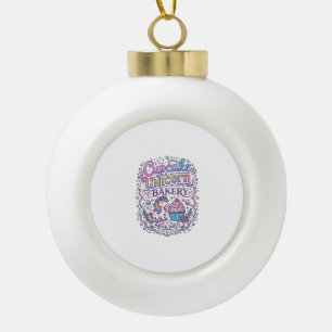 Eenhorn Cupcake Eenhorn Bakkerij Witte Achtergrond Keramische Bal Ornament