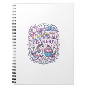 Eenhorn Cupcake Eenhorn Bakkerij Witte Achtergrond Notitieboek