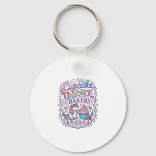 Eenhorn Cupcake Eenhorn Bakkerij Witte Achtergrond Sleutelhanger