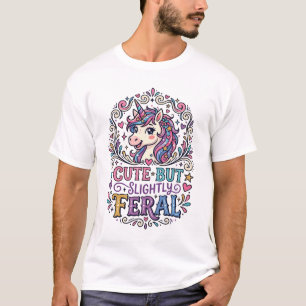 Eenhorn Cute maar enigszins wild witte achtergrond T-shirt