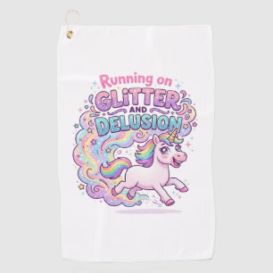 Eenhorn die loopt op Glitter en Bedrog Charmant M Golfhanddoek