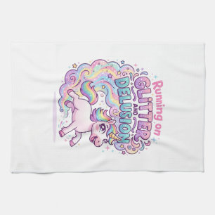 Eenhorn die loopt op Glitter en Bedrog Charming M Theedoek