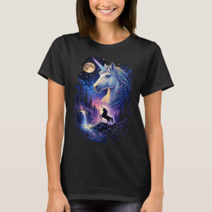 Eenhorn die naar de maan huilt vintage 90s eenhoor t-shirt