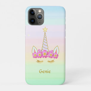 Eenhorn en bloemen in pastelkleuren iPhone 11 pro hoesje