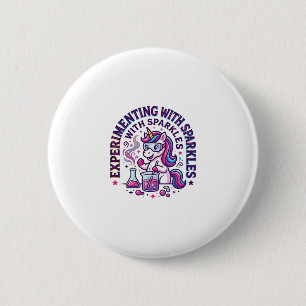 Eenhorn Experimenteert met Glitters Reclameversie Ronde Button 5,7 Cm