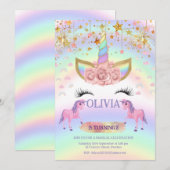 Eenhorn feestje Regenboog 1e Verjaardag grillig me Kaart (Voorkant / Achterkant)