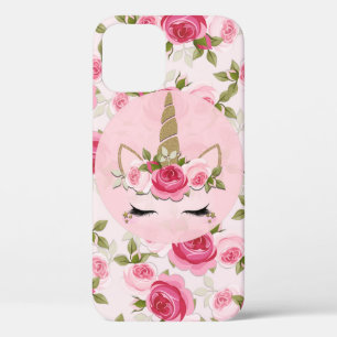 Eenhorn Goud Bloemrozen Moppig Trendsettend iPhone 12 Hoesje