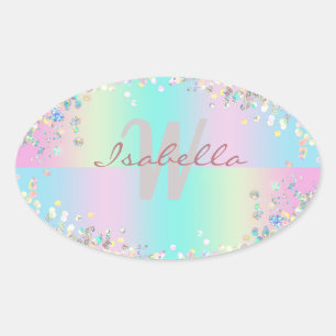 Eenhorn Holografische Glitter Ovale Sticker