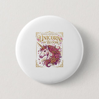 Eenhorn in bloei stijlvol Zazzle ontwerp_1 Ronde Button 5,7 Cm