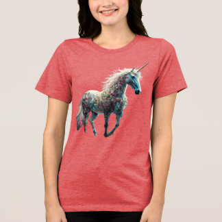 Eenhorn in bloemen Tri-Blend shirt