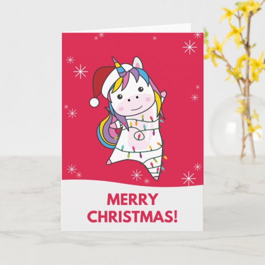 Eenhorn Kerstmis Sneeuw Winter Dieren Eenhornige A Kaart (Gele Bloem)