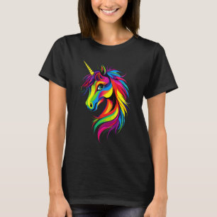 Eenhorn Kleurrijke Regenboog Kleuren Paardrijden R T-shirt