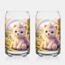 Eenhorn knuffelbeer/brillen/tumblers/drinkware blikvorm glas