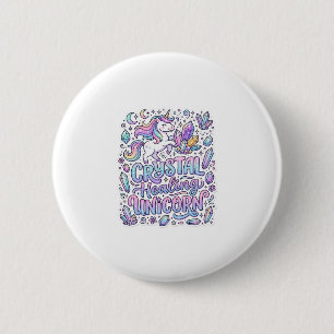 Eenhorn Kristal Helende Eenhorn Cadeau Idee Vector Ronde Button 5,7 Cm