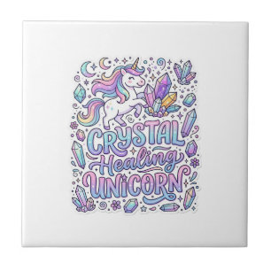 Eenhorn Kristal Helende Eenhorn Cadeau Idee Vector Tegeltje