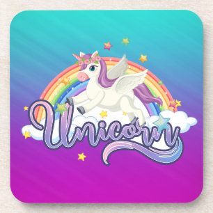 Eenhorn Meisjesachtig Voor Haar Meisjes Regenboog Bier Onderzetter