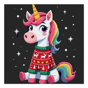 Eenhorn met Kerstmuts Eenhorn Meisjes Chris Perfect Poster