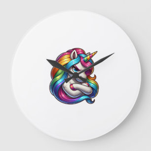 Eenhorn met regenboogmanen kunst tanktop grote klok