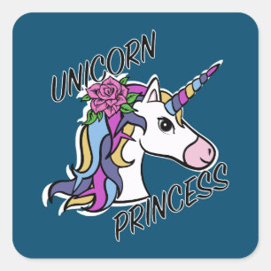 Eenhorn Prinses Ontwerp - Vierkante Stickers