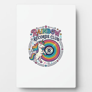 Eenhorn Regenboog Records Club Witte Achtergrond S Fotoplaat