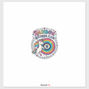 Eenhorn Regenboog Records Club Witte Achtergrond S Sticker