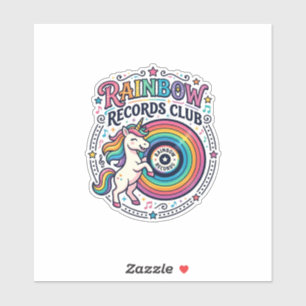 Eenhorn Regenboog Records Club Witte Achtergrond S Sticker