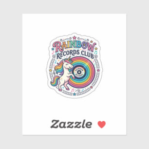 Eenhorn Regenboog Records Club Witte Achtergrond S Sticker