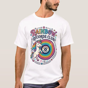 Eenhorn Regenboog Records Club Witte Achtergrond S T-shirt