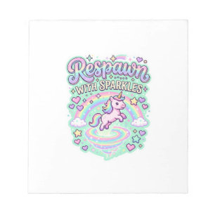 Eenhorn respawn met glitters Premium vector sticke Notitieblok