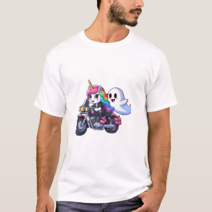 Eenhorn rijdt op een motor jongens meisjes mannen t-shirt