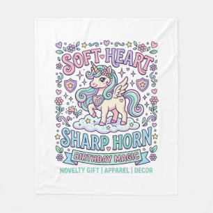 Eenhorn Soft Hart Scherpe Hoorn Vet Typografie Pro Fleece Deken
