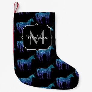 Eenhorn Sparkles aqua blauwe ombre motief Monogram Kleine Kerstsok
