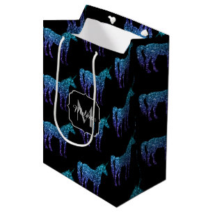 Eenhorn Sparkles aqua blauwe ombre patroon Monogra Medium Cadeauzakje